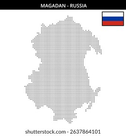 Map showing pixelated representation of Magadan