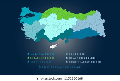 Map showing the regions of Turkey