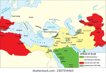 map showing the spread of islam