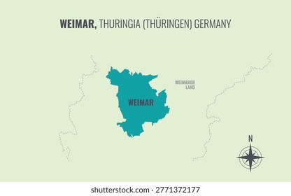 A map showing Weimar TH Kreise into Gemeinden in a minimalist colorful style