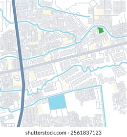 Map shows aerial and satellite views of locations : road, toll road, river, house, commercial area, public fasilities etc. 