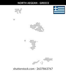 Map shows regions of North Aegean Greece