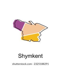 Map of Shymkent illustration design template, Map have all province and mark the capital city of Kazakhstan, suitable for your company
