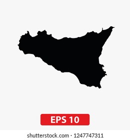 Map of Sicily Island (Italy). Vector