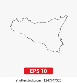 Map of Sicily Island (Italy). Vector