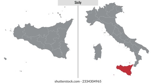 map of Sicily province of Italy and location on Italian map