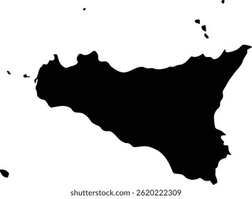 Map of Sicily Silhouette Flat and Outline Design