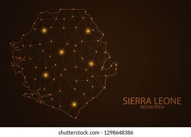 Map of Sierra Leone - Abstract mash line and point scales on dark background. 3D mesh polygonal network connections.Vector illustration eps 10. 
