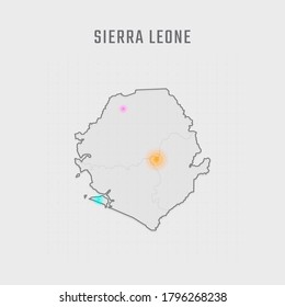 Map of Sierra Leone with all states and radar spot on map. Each city has separately for your design. Vector Illustration