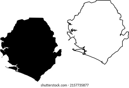 Karte von Sierra Leone. Basis-Silhouetten auf weißem Hintergrund