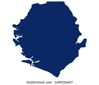 Map of Sierra Leone in blue colour