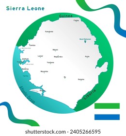 Map of Sierra Leone - Brazil - Vector map of Sierra Leone with main cities