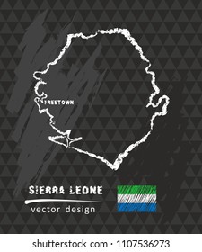 Map of Sierra Leone, Chalk sketch vector illustration