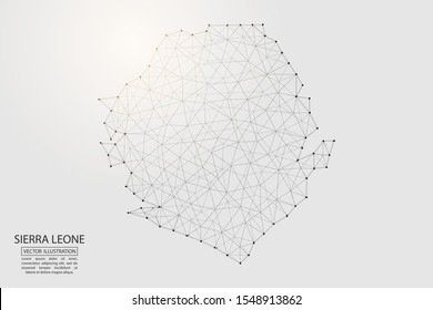 A map of Sierra leone consisting of 3D triangles, lines, points, and connections. Vector illustration of the EPS 10.