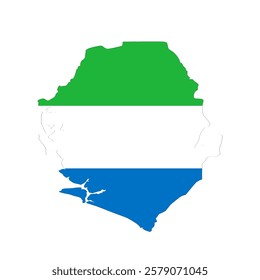 map of sierra leone with flag, vector illustration