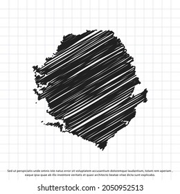 Map of Sierra Leone freehand drawing on a sheet of exercise book. Vector illustration.
