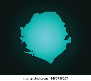 Map of Sierra Leone green vector isolated on dark background. High detailed green vector map, Sierra Leone symbol for your web site design map - Vector illustration eps 10.