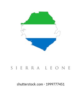 map of sierra leone with the image of the national flag. 