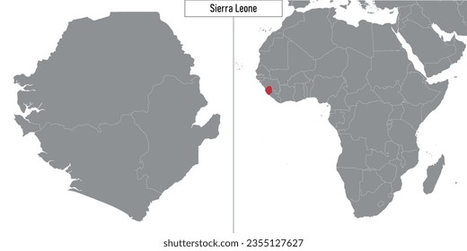 map of Sierra Leone and location on Africa map. Vector illustration