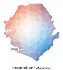 Map of Sierra Leone. Low poly illustration of the country. Geometric design with stripes. Technology, internet, network concept. Vector illustration.