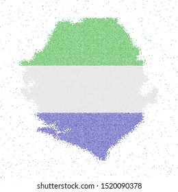 Map of Sierra Leone. Mosaic style map with flag of Sierra Leone. Vector illustration.