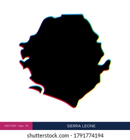 Map of Sierra Leone in multicolor style on the border vector design template