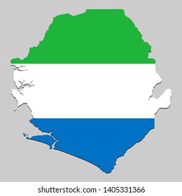 Map of Sierra Leone with national flag. Vector Illustration