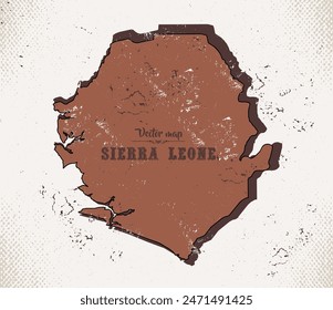 Map of Sierra Leone in the old style, brown graphics in retro western style.