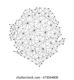 Map of Sierra Leone from polygonal black lines and dots of vector illustration