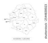 Map of Sierra Leone with representation of administrative divisions