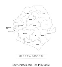 Map of Sierra Leone with representation of administrative divisions