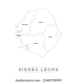 Map of Sierra Leone with representation of administrative divisions