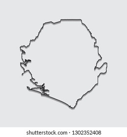map of Sierra Leone with shadow on gray background.eps10