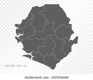 Map of Sierra Leone , vector illustration on transparent background. Items are placed on separate layers and editable.