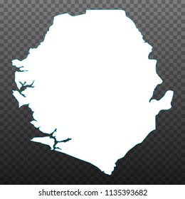 Map of Sierra Leone. Vector illustration on transparent background. Items are placed on separate layers and editable. Vector illustration eps 10.