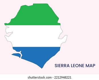 Map of Sierra Leone ,  Sierra Leone map vector Illustration,  Map of Sierra Leone
 With the flag, The National Flag of Sierra Leone,