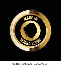 Mapa de Serra Leoa. Ilustração vetorial. Logotipo, ícone e símbolo. Serra Leoa mapa selo dourado. 
