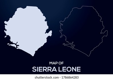 Map of Sierra Leone vector silhouette isolated file.Abstract design, High detailed silhouette illustration. Full Editable Sierra Leone map vector eps file.