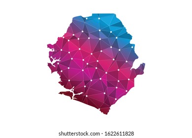 Map of Sierra Leone. Wire frame 3D mesh polygonal network line, design sphere, dot and structure. communications map of Sierra Leone. Vector Illustration EPS10.