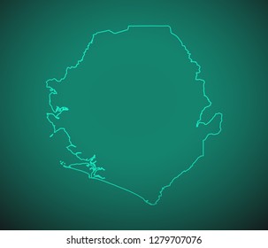 Map of Sierra Leone,Green map on dark background. Vector illustration eps 10.