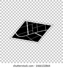 Map sign. Black icon on transparent background. Illustration.