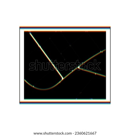 Map sign. Black Icon with vertical effect of color edge aberration at white background. Illustration.
