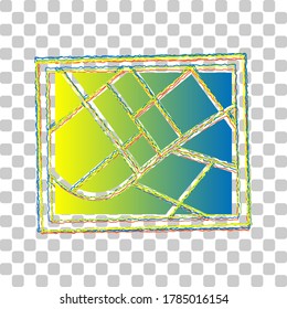 Map sign. Blue to green gradient Icon with Four Roughen Contours on stylish transparent Background. Illustration.