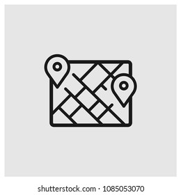 Map sign icon in trendy flat style isolated on grey background, modern symbol vector illustration for web