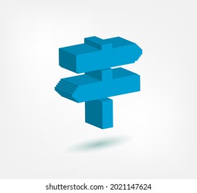 map sign pointer arrow signpost pixel symbol sign vector logo isolated 3d