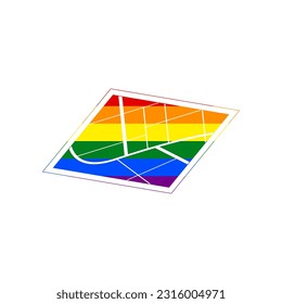 Map sign. Rainbow gay LGBT rights colored Icon at white Background. Illustration.