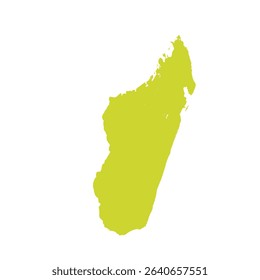 Map of Madagasсar, sign silhouette. World Map Globe. Vector Illustration isolated on white background. African continent.