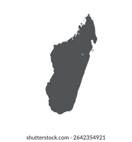 Map of Madagasсar, sign silhouette. World Map Globe. Vector Illustration isolated on white background. African continent.