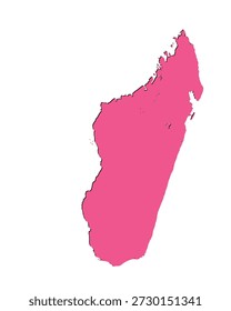 Mapa de Madagascar, silhueta de sinal. Mapa do Mundo Globo. Ilustração vetorial isolada no fundo branco. Continente africano.