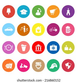 Map sign and symbol flat icons on white background, stock vector